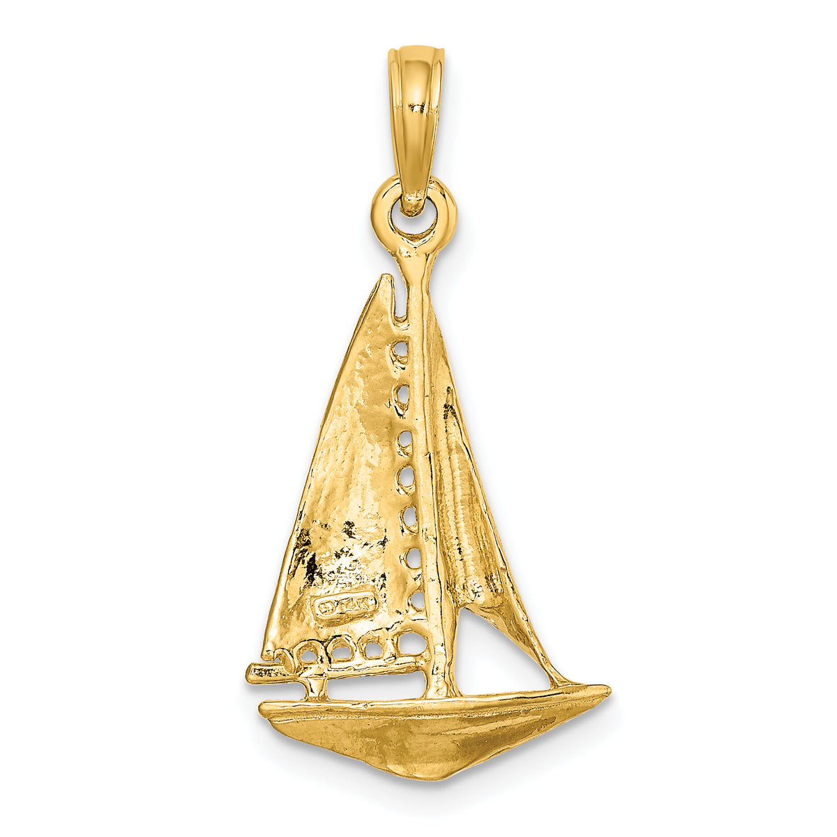 14K 3-D Polished Sailboat Charm-K8098