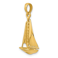 14K 3-D Polished Sailboat Charm-K8098