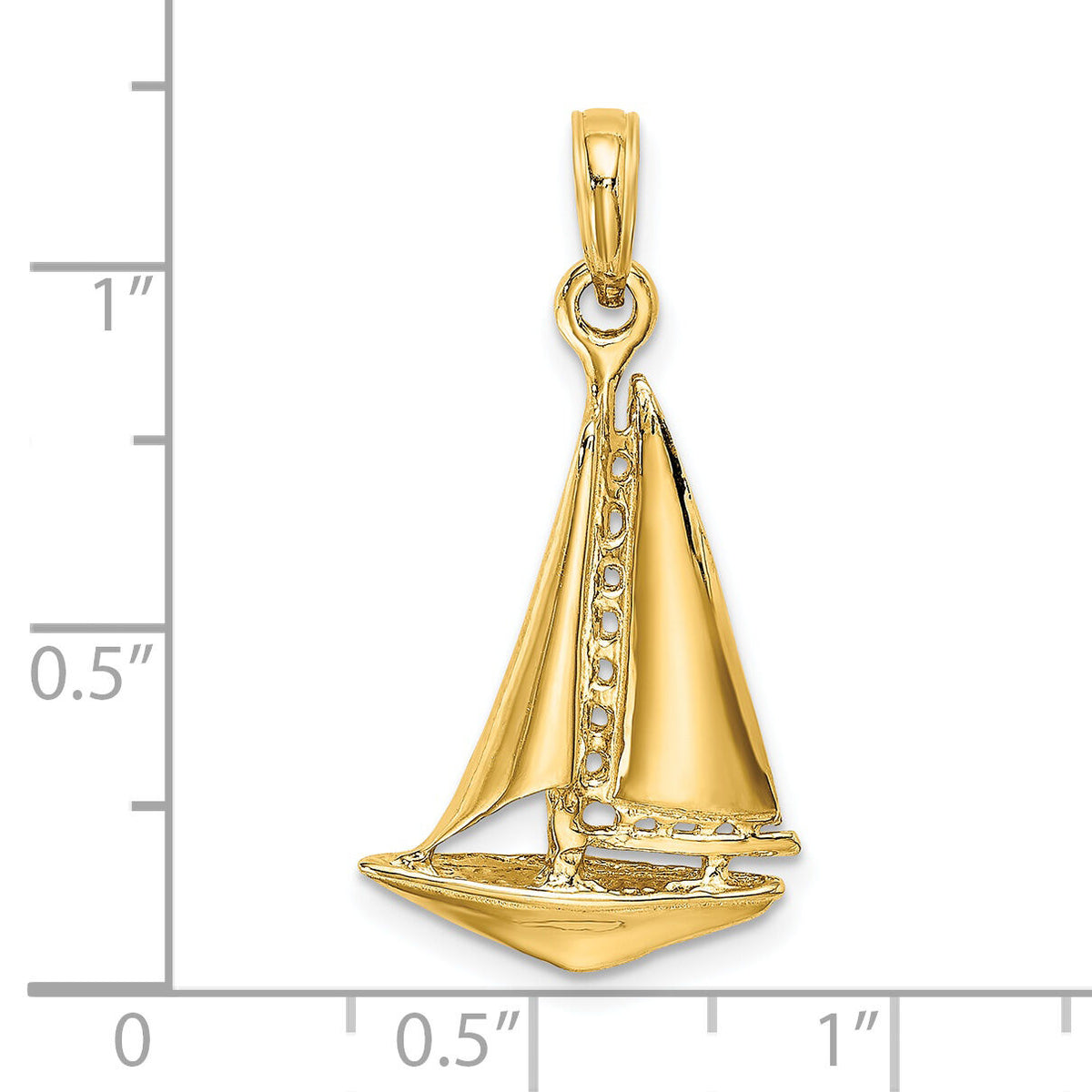 14K 3-D Polished Sailboat Charm-K8098