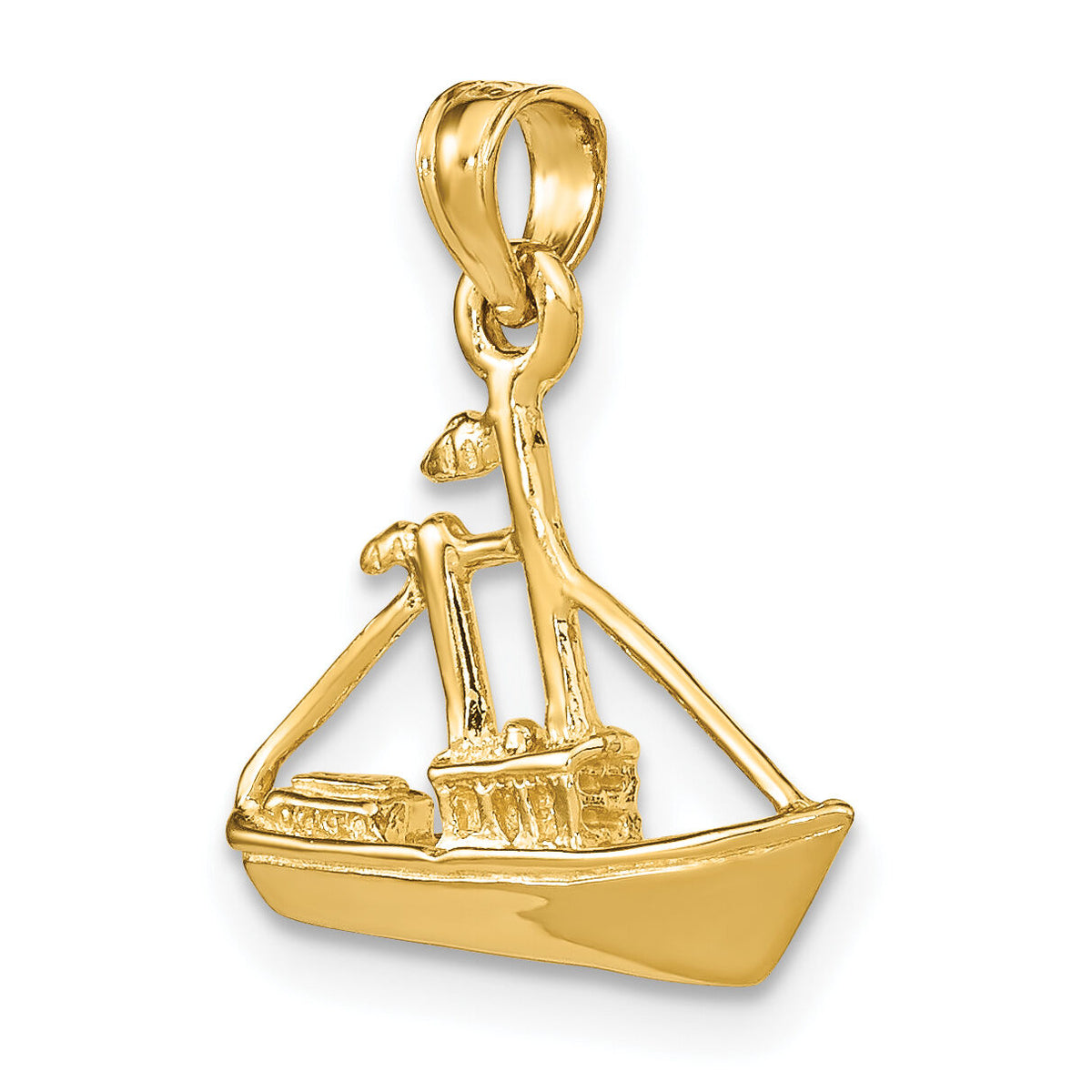14K 3-D Cargo Ship W/ Tug Boat Charm-K8099