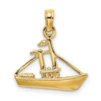 14K 3-D Cargo Ship W/ Tug Boat Charm-K8099