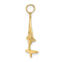 14K 3-D Textured Windsail Surfing Board Charm-K8103