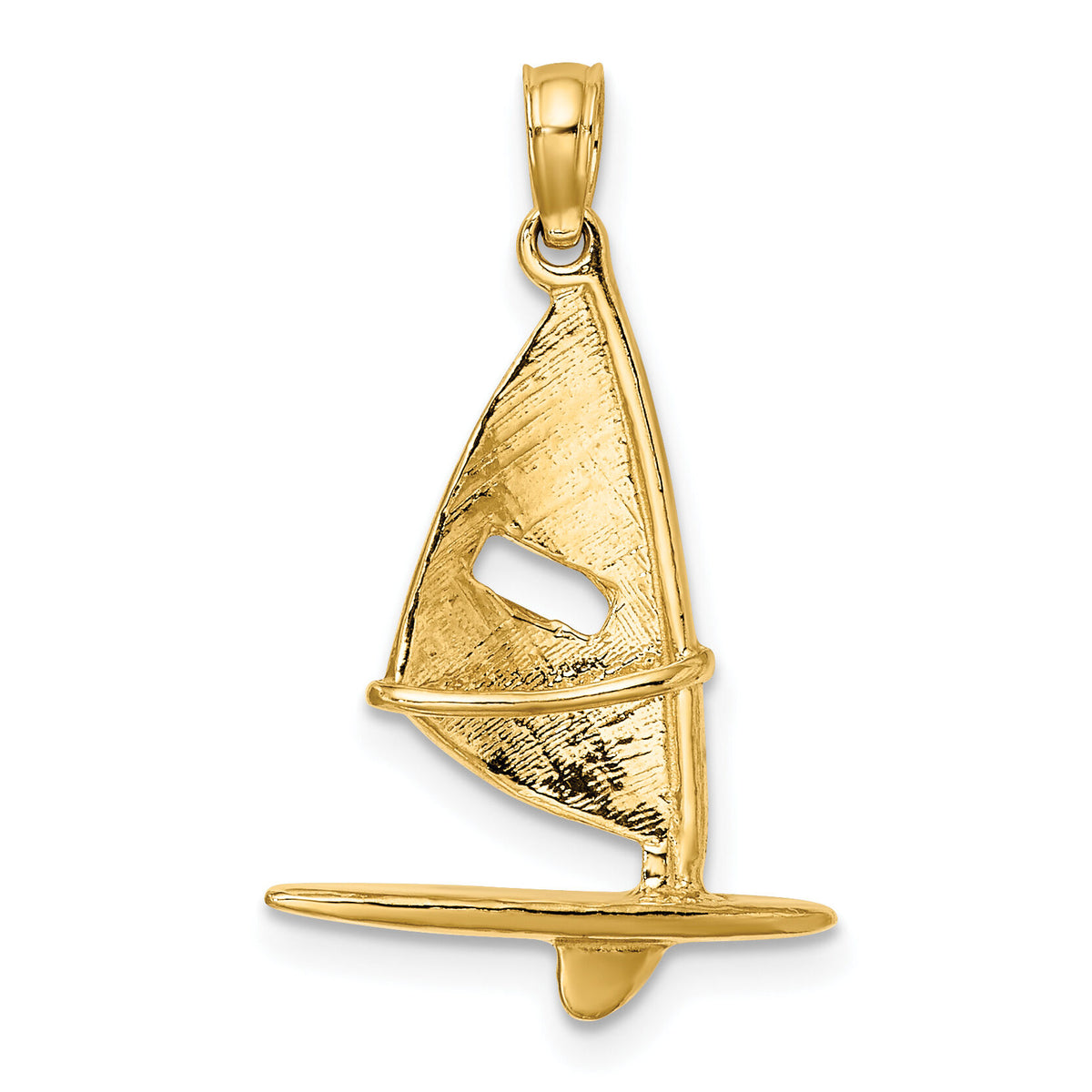 14K 3-D Textured Windsail Surfing Board Charm-K8103