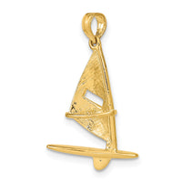 14K 3-D Textured Windsail Surfing Board Charm-K8103