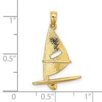 14K 3-D Textured Windsail Surfing Board Charm-K8103