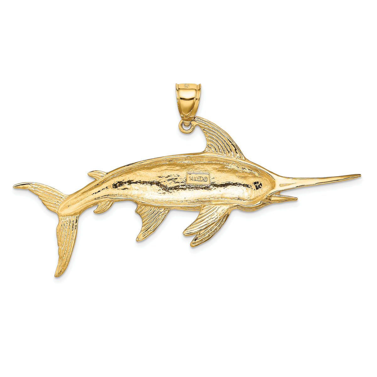 14K 2-D Polished/Satin Swordfish Charm-K8104