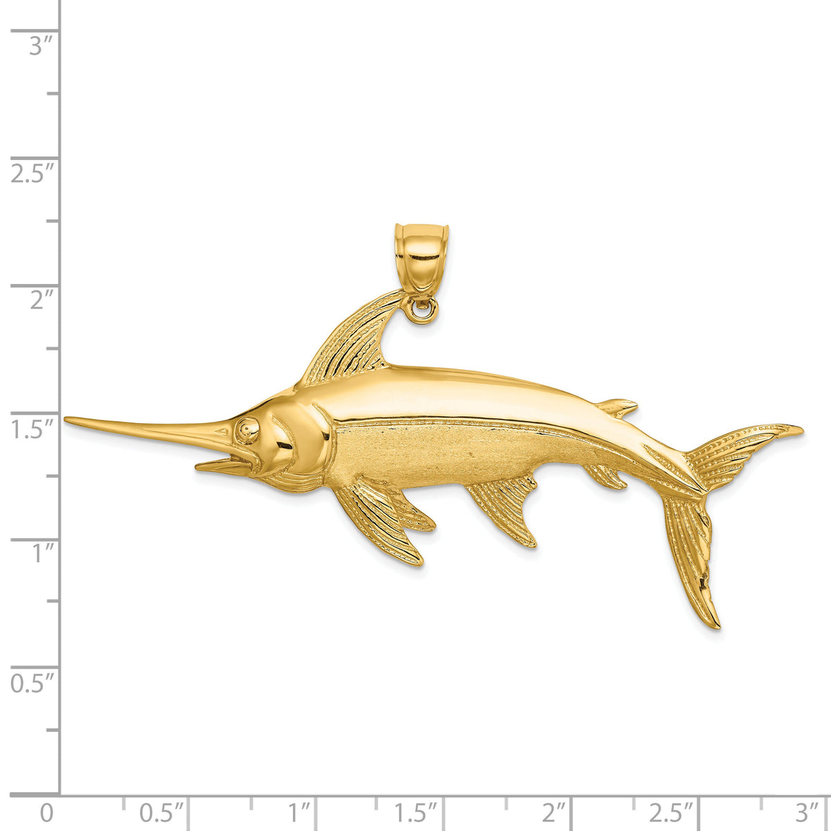 14K 2-D Polished/Satin Swordfish Charm-K8104