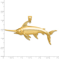 14K 2-D Polished/Satin Swordfish Charm-K8104