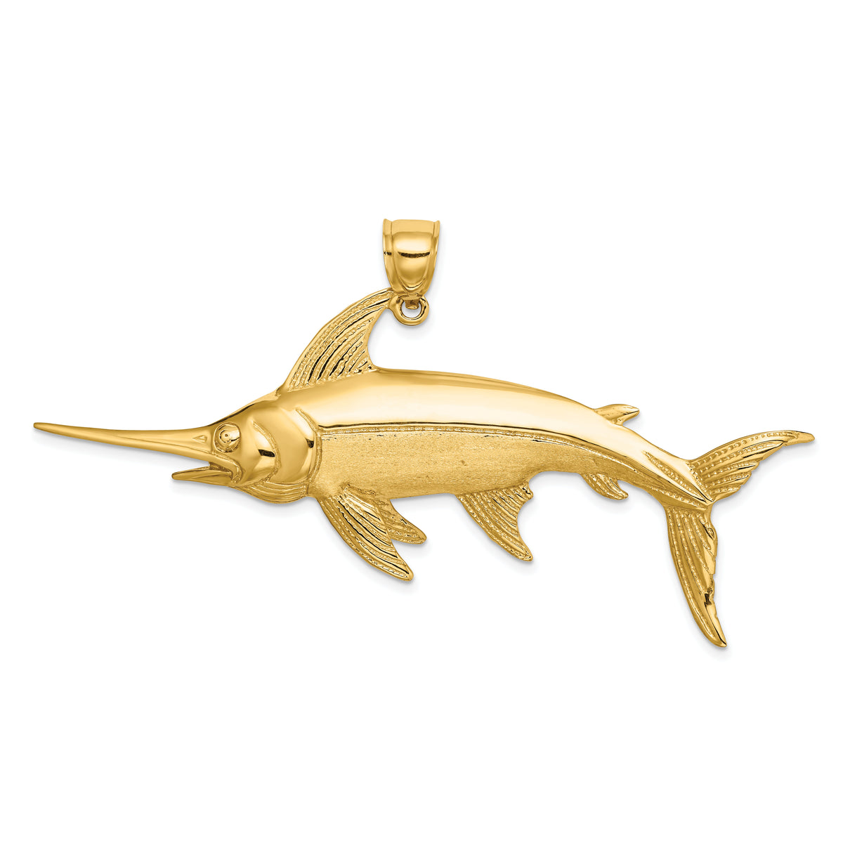 14K 2-D Polished/Satin Swordfish Charm-K8104