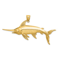 14K 2-D Polished/Satin Swordfish Charm-K8104