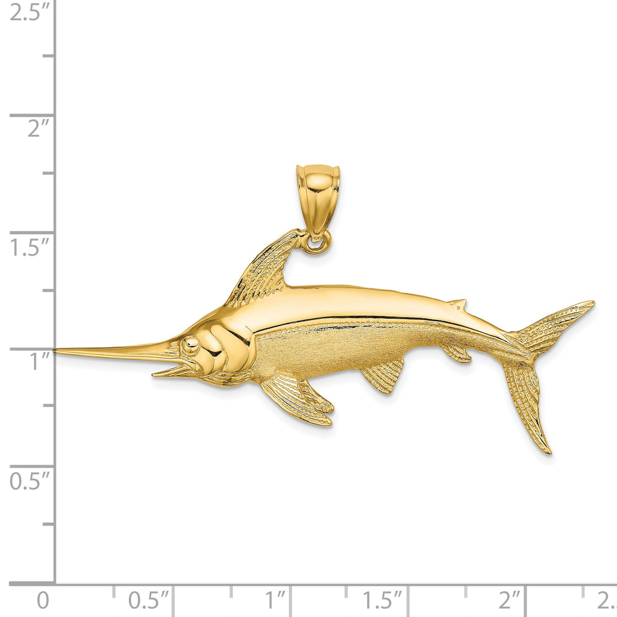 14K 2-D Polished/Satin Swordfish Charm-K8105