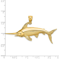 14K 2-D Polished/Satin Swordfish Charm-K8105