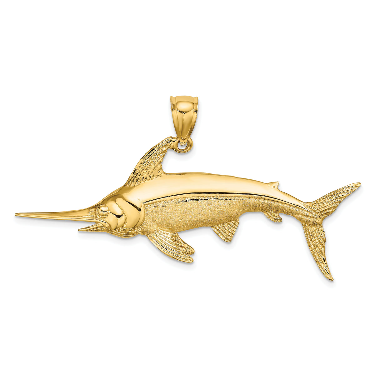 14K 2-D Polished/Satin Swordfish Charm-K8105