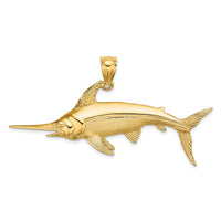14K 2-D Polished/Satin Swordfish Charm-K8105