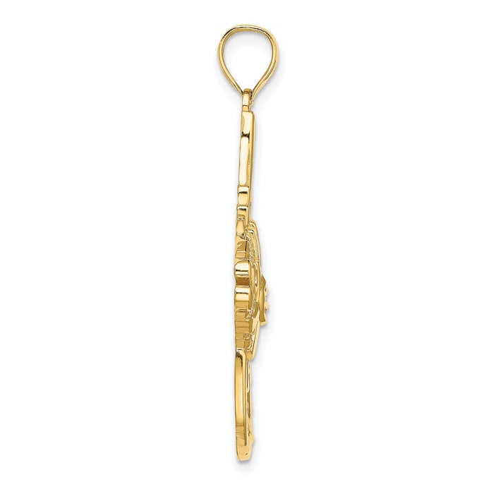 14K Textured LARGE ANGELFISH Charm-K8106
