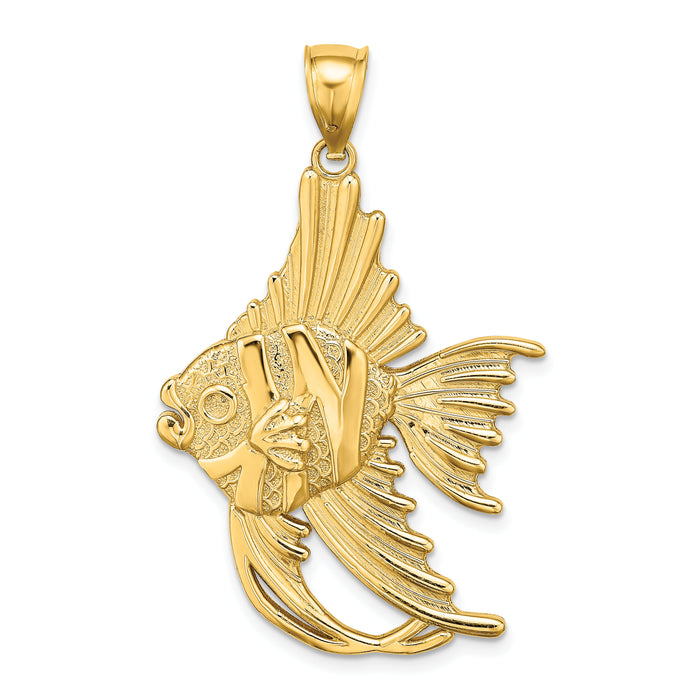 14K Textured LARGE ANGELFISH Charm-K8106