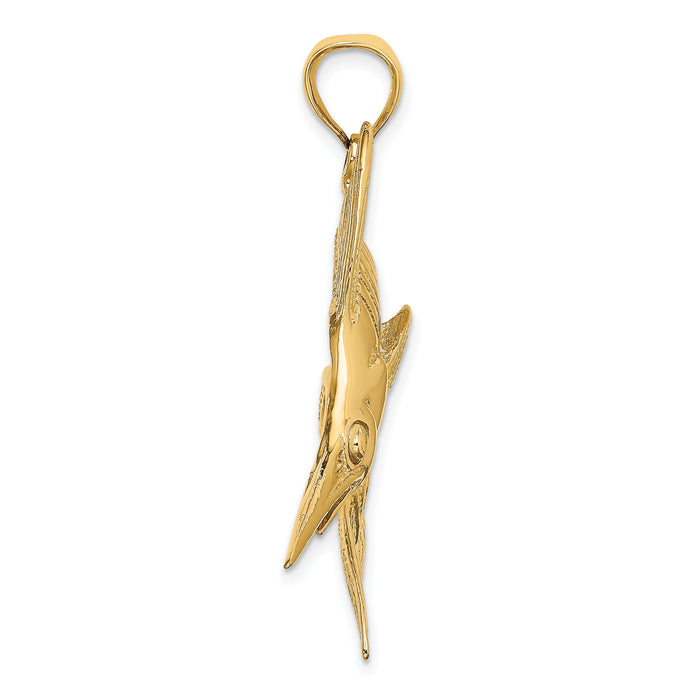 14K 2-D Polished / Satin Blue Marlin Charm-K8108