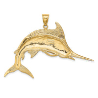 14K 2-D Polished / Satin Blue Marlin Charm-K8108