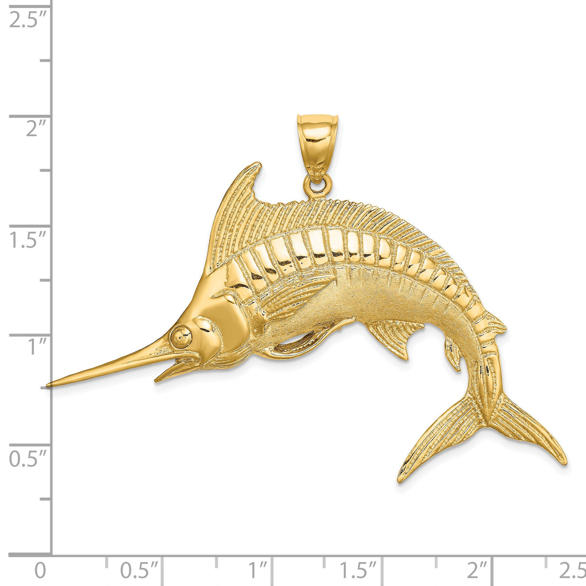 14K 2-D Polished / Satin Blue Marlin Charm-K8108