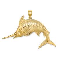 14K 2-D Polished / Satin Blue Marlin Charm-K8108