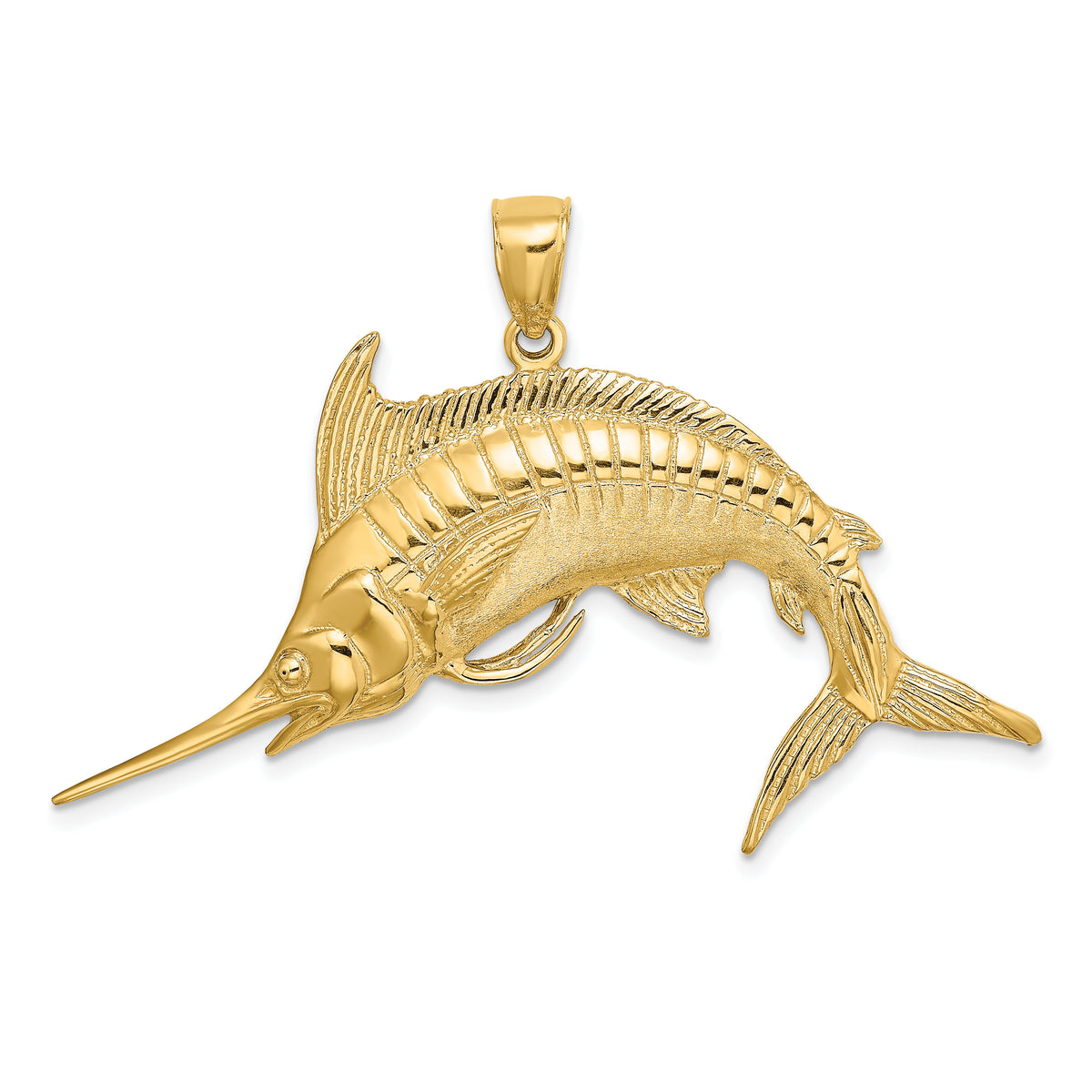 14K 2-D Polished /Satin Blue Marlin Charm-K8109