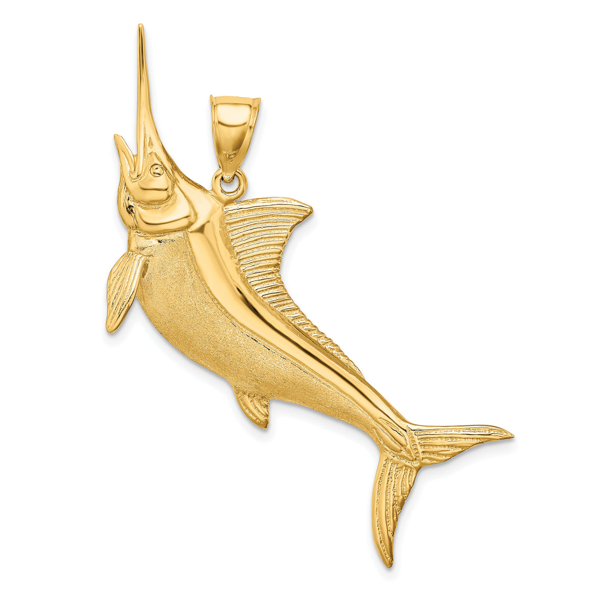 14K 3-D Satin / Polished Marlin Charm-K8110