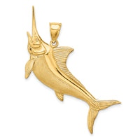 14K 3-D Satin / Polished Marlin Charm-K8110