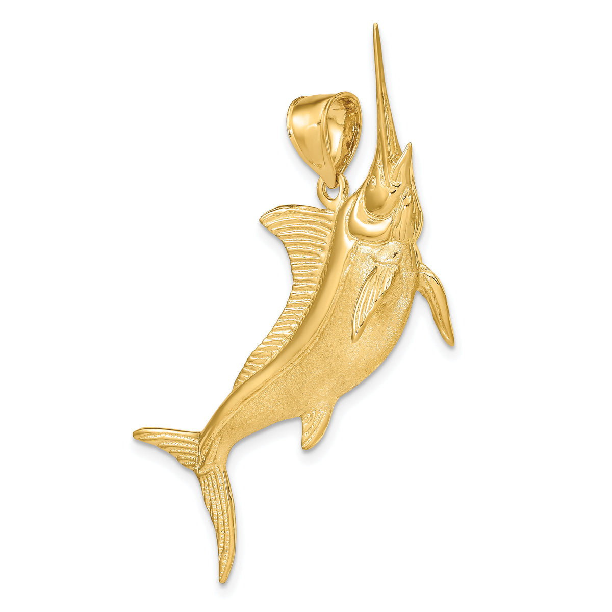 14K 3-D Satin / Polished Marlin Charm-K8110