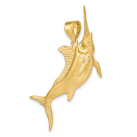 14K 3-D Satin / Polished Marlin Charm-K8110