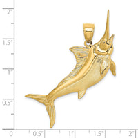 14K 3-D Satin / Polished Marlin Charm-K8110
