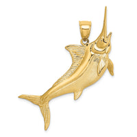 14K 3-D Satin / Polished Marlin Charm-K8110