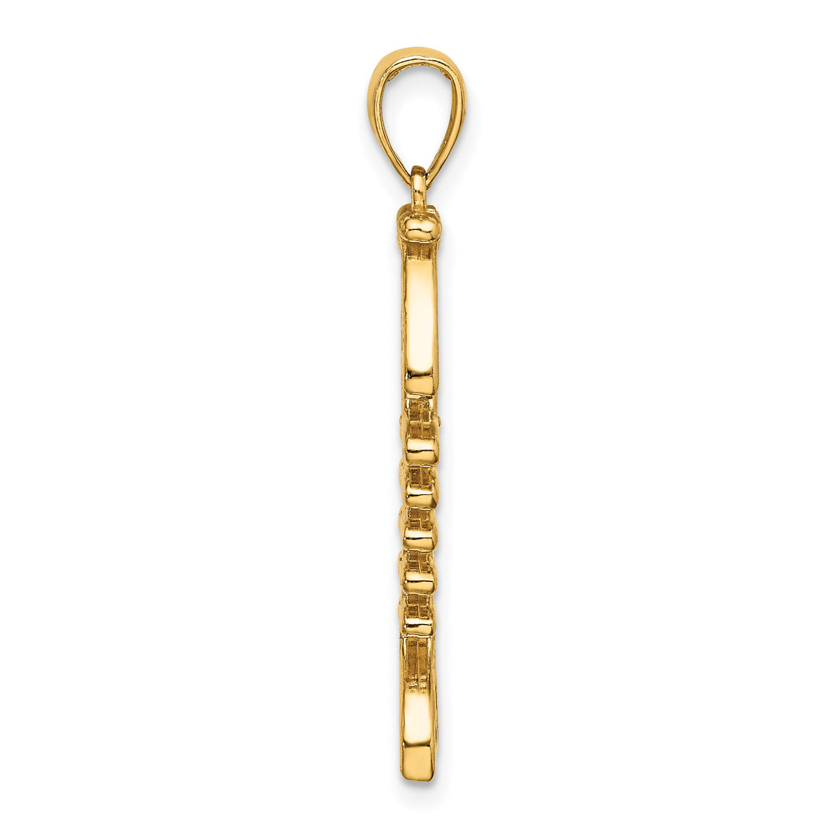 14K 3-D Polished/ Textured Fishbone Charm-K8111