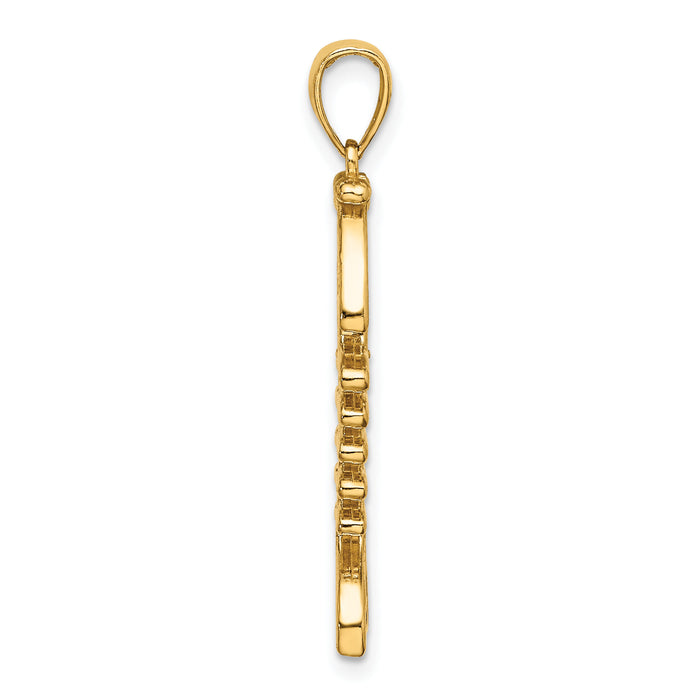 14K 3-D Polished/ Textured Fishbone Charm-K8111