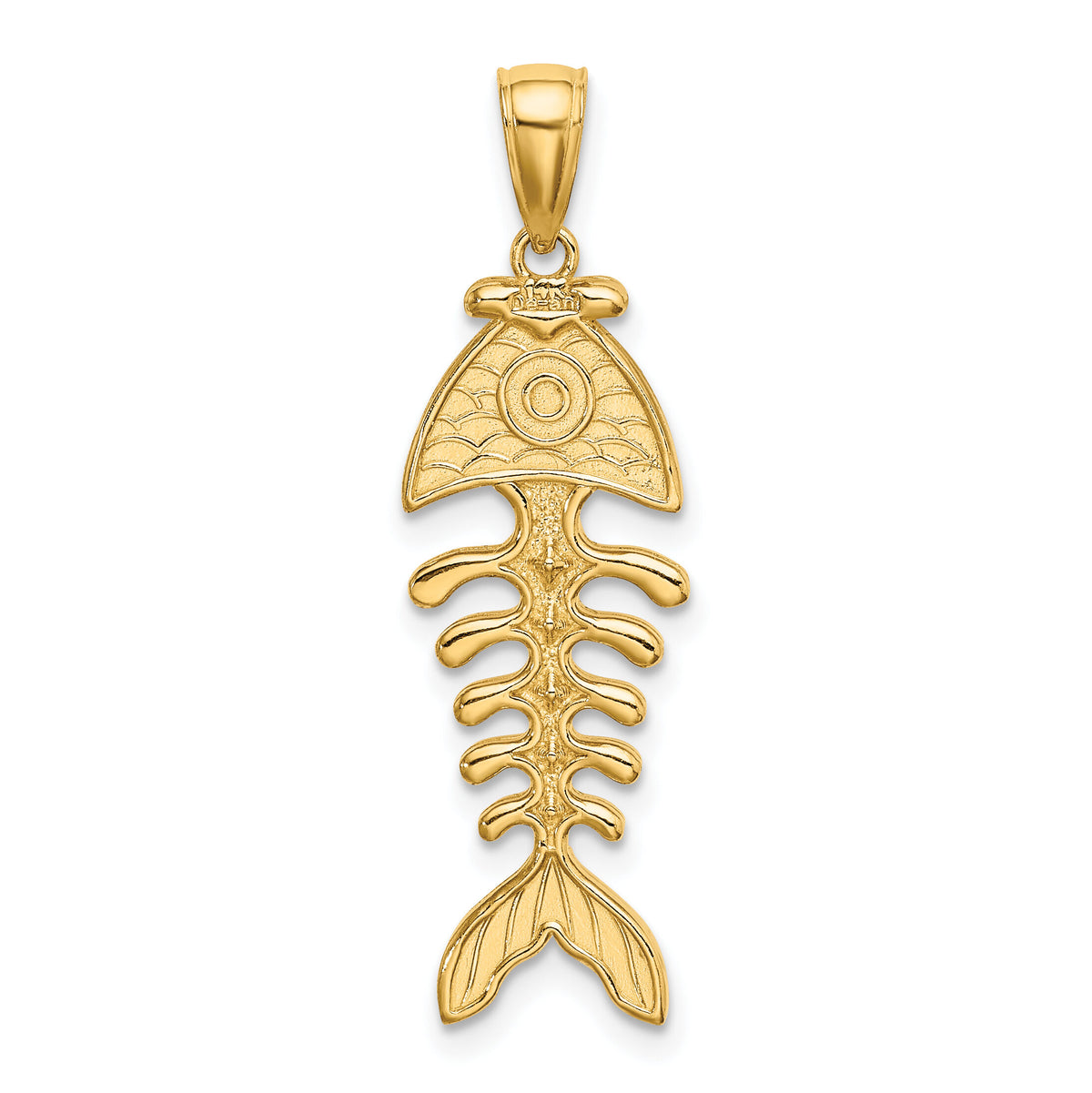 14K 3-D Polished/ Textured Fishbone Charm-K8111