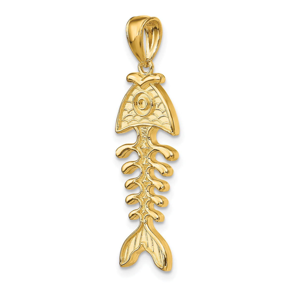 14K 3-D Polished/ Textured Fishbone Charm-K8111