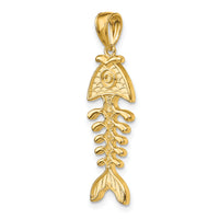 14K 3-D Polished/ Textured Fishbone Charm-K8111