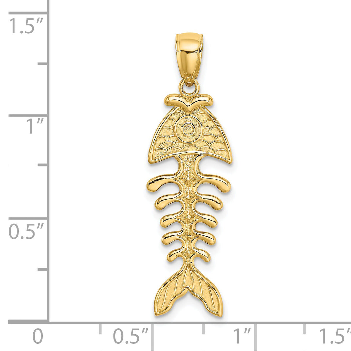 14K 3-D Polished/ Textured Fishbone Charm-K8111