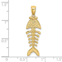 14K 3-D Polished/ Textured Fishbone Charm-K8111