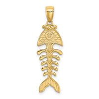 14K 3-D Polished/ Textured Fishbone Charm-K8111