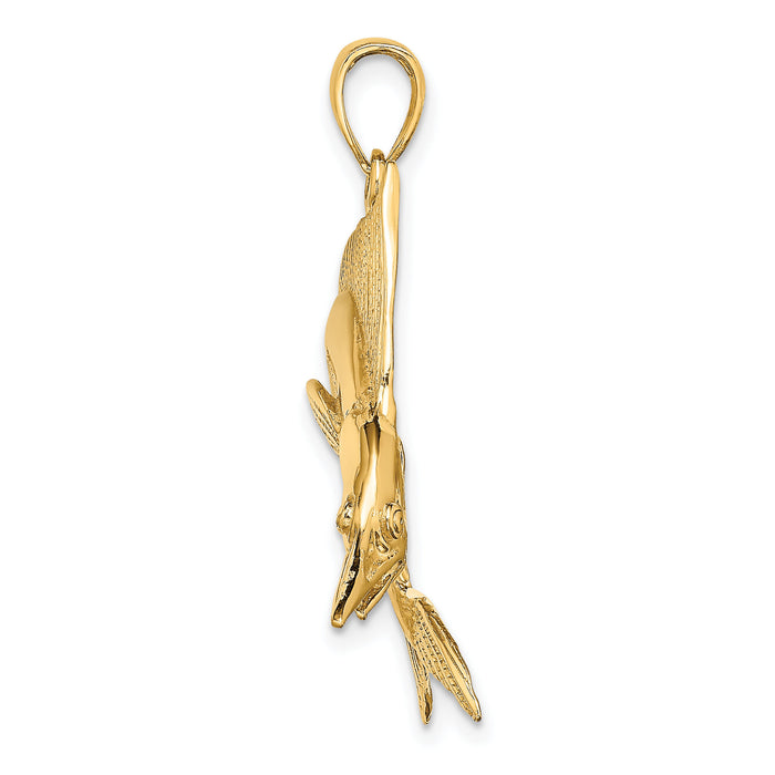 14K 2-D Polished / Satin Striped Marlin Charm-K8112