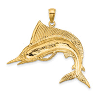 14K 2-D Polished / Satin Striped Marlin Charm-K8112