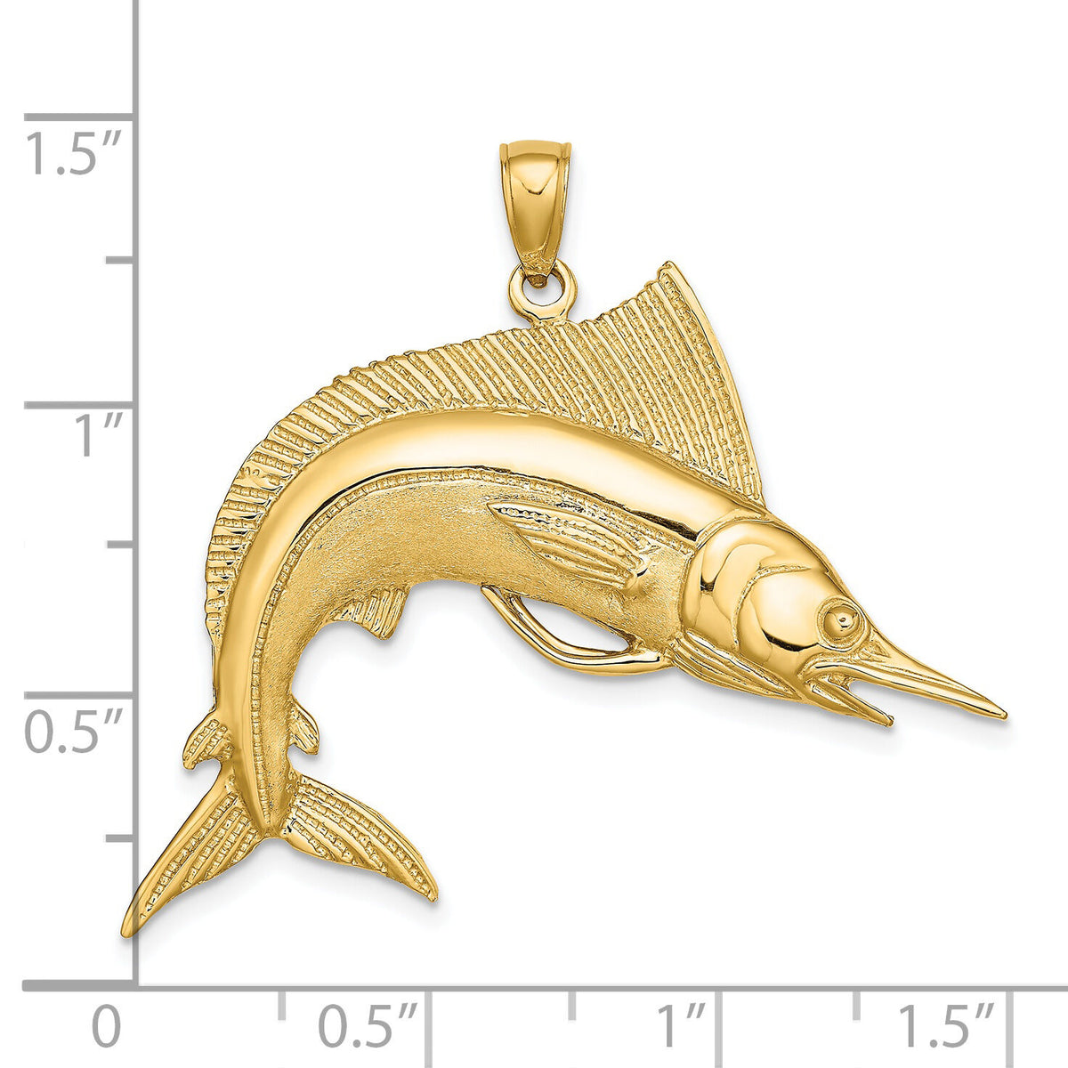14K 2-D Polished / Satin Striped Marlin Charm-K8112