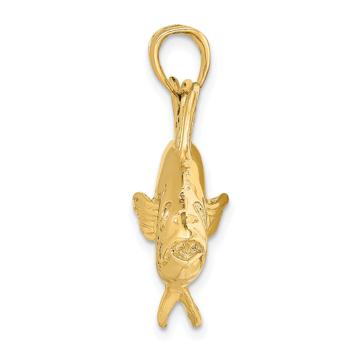 14K 3-D Polished Skipjack Tuna Fish Charm-K8113