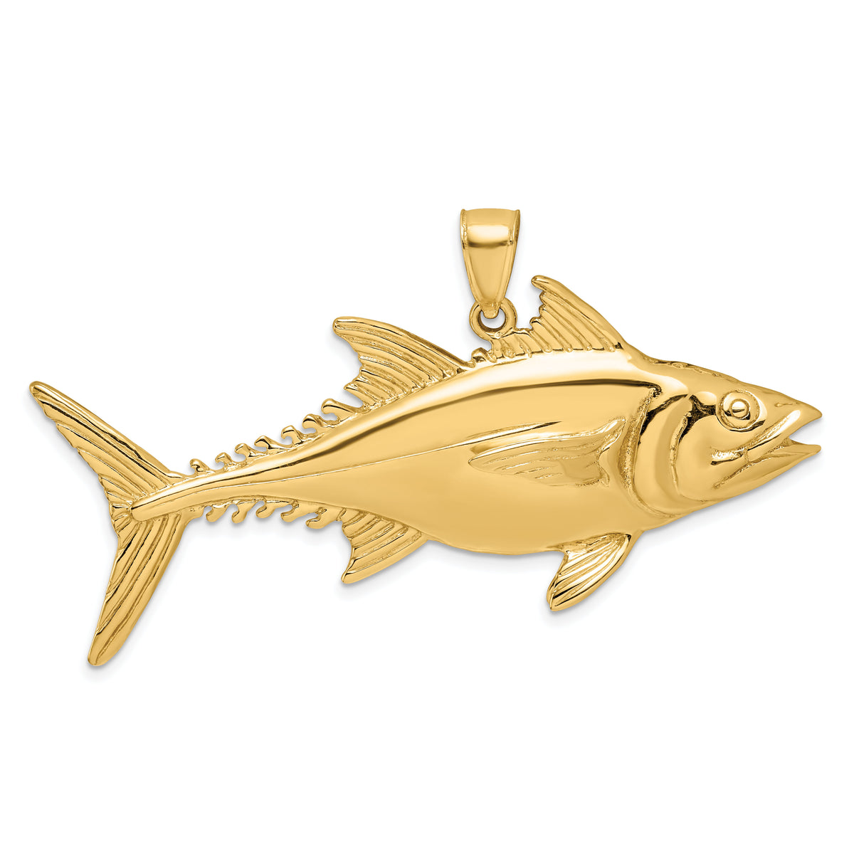 14K 3-D Polished Skipjack Tuna Fish Charm-K8113