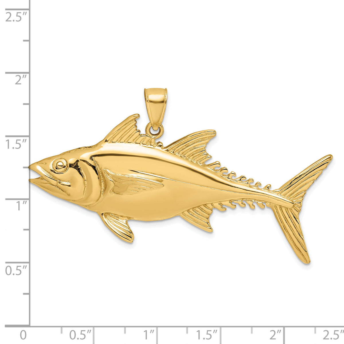 14K 3-D Polished Skipjack Tuna Fish Charm-K8113
