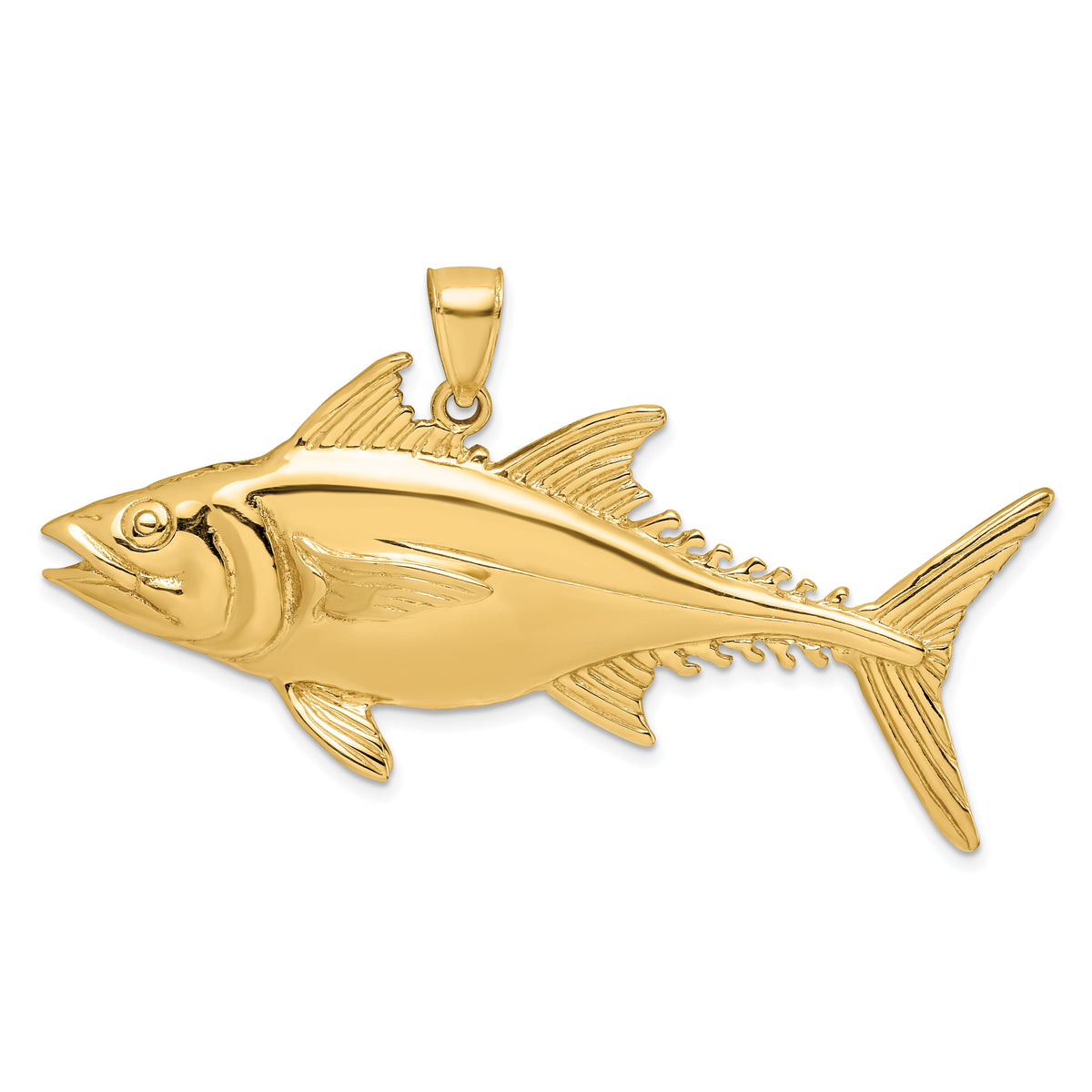 14K 3-D Polished Skipjack Tuna Fish Charm-K8113