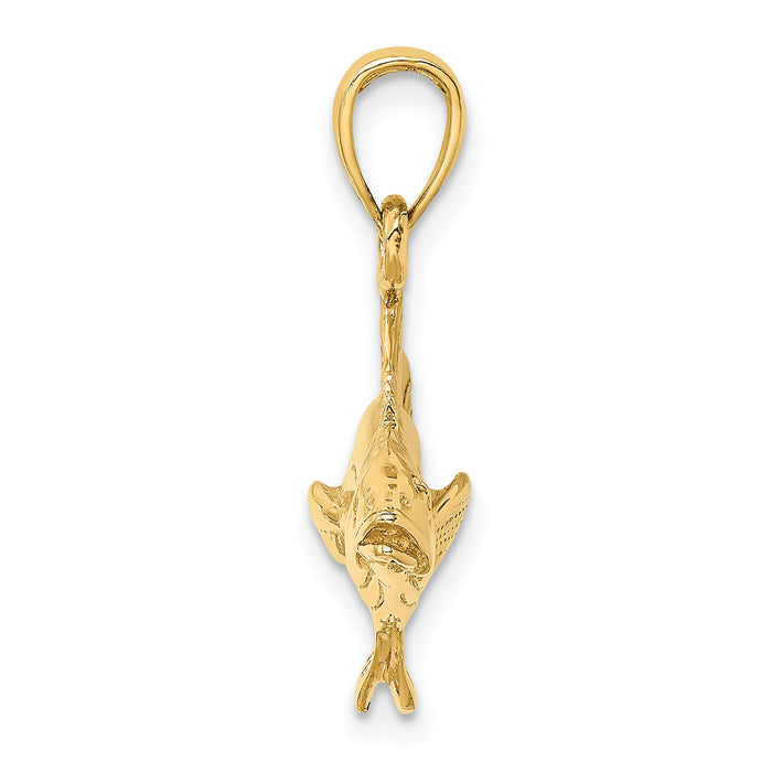 14K 3-D Polished Cobia Fish Charm-K8114