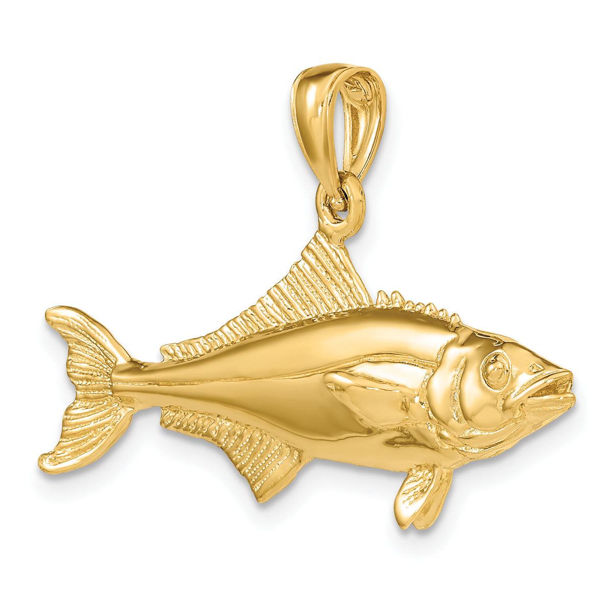 14K 3-D Polished Cobia Fish Charm-K8114