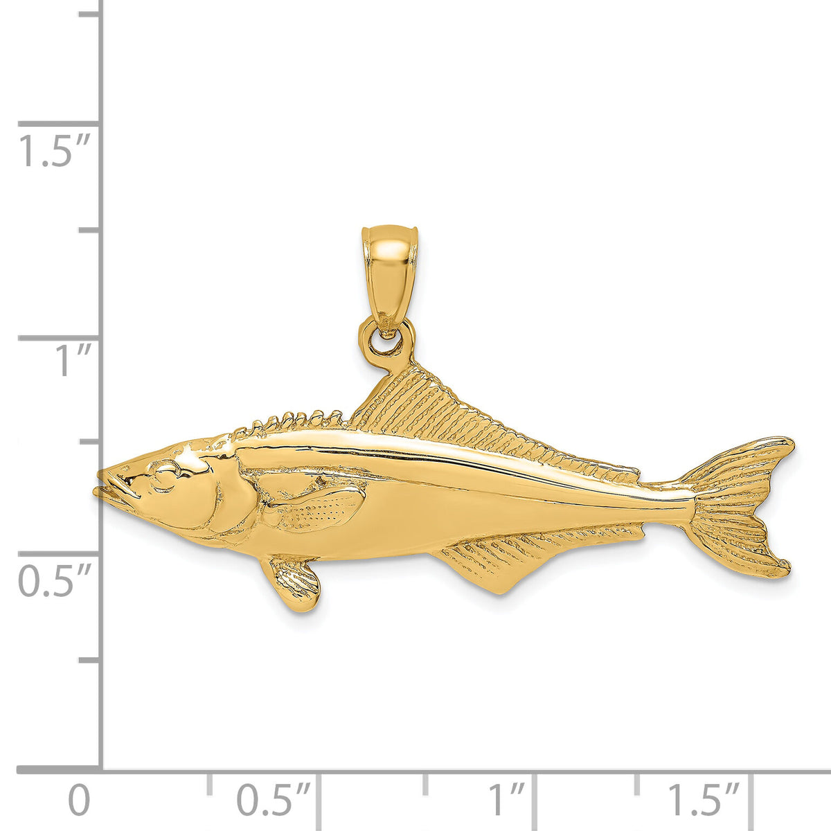 14K 3-D Polished Cobia Fish Charm-K8114