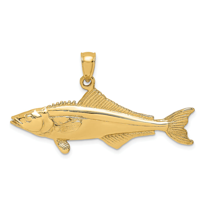14K 3-D Polished Cobia Fish Charm-K8114